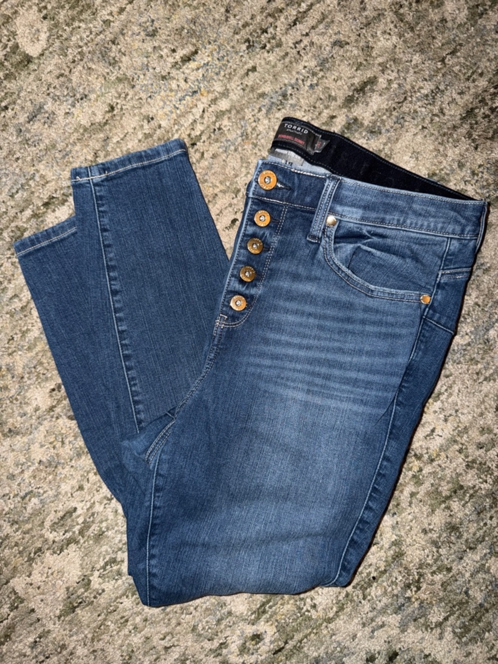 Torrid Medium Blue High-Rise Button-Fly Skinny Jeans